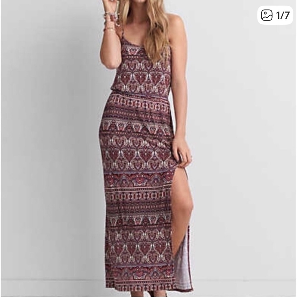 American Eagle Outfitters Womens Purple Tribal Print Maxi Dress Soft & Sexy Med